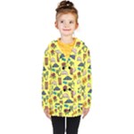 Tropical Island Tiki Parrots, Mask And Palm Trees Kids  Double Breasted Button Coat