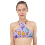 Back To School And Schools Out Kids Pattern High Neck Bikini Top