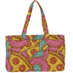 Fast Food Pizza And Donut Pattern Canvas Work Bag