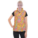 Fast Food Pizza And Donut Pattern Women s Button Up Vest