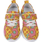 Fast Food Pizza And Donut Pattern Kids  Velcro Strap Shoes