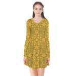 Togo (3) Long Sleeve V-neck Flare Dress