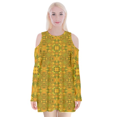 Togo (3) Velvet Long Sleeve Shoulder Cutout Dress from ArtsNow.com