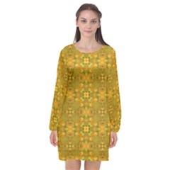 Long Sleeve Chiffon Shift Dress  