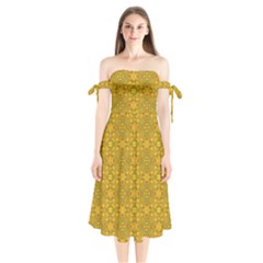 Shoulder Tie Bardot Midi Dress 