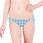 Sky blue tartan plaid pattern, with black lines Bikini Bottom