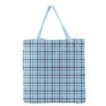 Sky blue tartan plaid pattern, with black lines Grocery Tote Bag