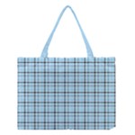Sky blue tartan plaid pattern, with black lines Medium Tote Bag