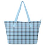 Sky blue tartan plaid pattern, with black lines Full Print Shoulder Bag