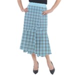 Sky blue tartan plaid pattern, with black lines Midi Mermaid Skirt