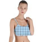 Sky blue tartan plaid pattern, with black lines Layered Top Bikini Top 