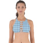 Sky blue tartan plaid pattern, with black lines Perfectly Cut Out Bikini Top