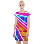 Pop Art Neon Wall Cap Sleeve Bodycon Dress