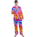 Pop Art Neon Wall Men s Long Sleeve Satin Pajamas Set