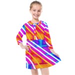 Pop Art Neon Wall Kids  Quarter Sleeve Shirt Dress