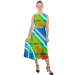 Pop Art Neon Wall Midi Tie-Back Chiffon Dress