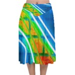 Pop Art Neon Wall Velvet Flared Midi Skirt