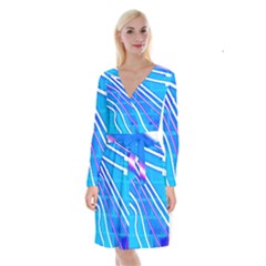 Long Sleeve Velvet Front Wrap Dress 