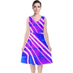 Pop Art Neon Wall V-Neck Midi Sleeveless Dress 