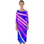 Pop Art Neon Wall Quarter Sleeve Midi Bodycon Dress