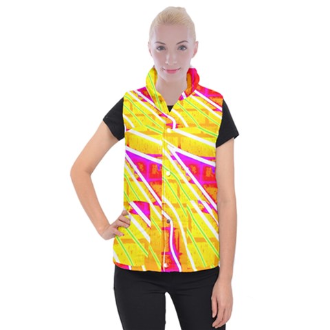 Pop Art Neon Wall Women s Button Up Vest from ArtsNow.com
