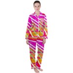 Pop Art Neon Wall Satin Long Sleeve Pajamas Set