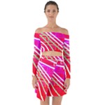 Pop Art Neon Wall Off Shoulder Top with Skirt Set