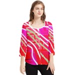 Pop Art Neon Wall Chiffon Quarter Sleeve Blouse