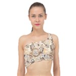 Clock Butterfly Pattern Spliced Up Bikini Top 