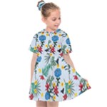Blue Floral Stripes Kids  Sailor Dress