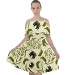 Folk flowers art pattern Floral abstract surface design  Seamless pattern Cut Out Shoulders Chiffon Dress
