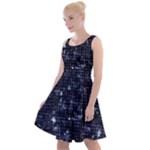 Geometric Dark Blue Abstract Print Pattern Knee Length Skater Dress
