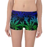 Weed Rainbow, Ganja leafs pattern in colors, 420 marihujana theme Boyleg Bikini Bottoms