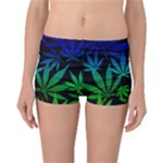 Weed Rainbow, Ganja leafs pattern in colors, 420 marihujana theme Reversible Boyleg Bikini Bottoms