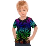 Weed Rainbow, Ganja leafs pattern in colors, 420 marihujana theme Kids  Sports Tee