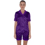 Purple, black and yellow color plaid, retro tartan pattern Satin Short Sleeve Pajamas Set