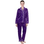 Purple, black and yellow color plaid, retro tartan pattern Satin Long Sleeve Pajamas Set