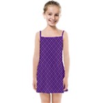 Purple, black and yellow color plaid, retro tartan pattern Kids  Summer Sun Dress