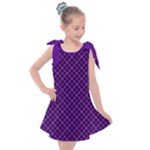 Purple, black and yellow color plaid, retro tartan pattern Kids  Tie Up Tunic Dress