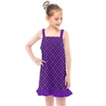 Purple, black and yellow color plaid, retro tartan pattern Kids  Overall Dress