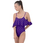 Purple, black and yellow color plaid, retro tartan pattern Drape Piece Swimsuit