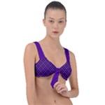 Purple, black and yellow color plaid, retro tartan pattern Front Tie Bikini Top