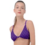 Purple, black and yellow color plaid, retro tartan pattern Knot Up Bikini Top