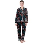 Rose Floral Satin Long Sleeve Pajamas Set
