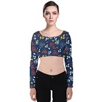 Beautiful Rose Velvet Long Sleeve Crop Top