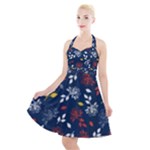 Beautiful Rose Halter Party Swing Dress 