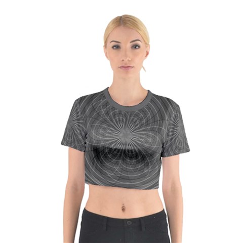 Abstract spirals, spiral abstraction, gray color, graphite Cotton Crop Top from ArtsNow.com