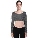 Abstract spirals, spiral abstraction, gray color, graphite Velvet Long Sleeve Crop Top