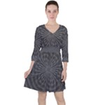 Abstract spirals, spiral abstraction, gray color, graphite Quarter Sleeve Ruffle Waist Dress