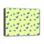 Blue butterflies at lemon yellow, nature themed pattern Deluxe Canvas 16  x 12  (Stretched) 